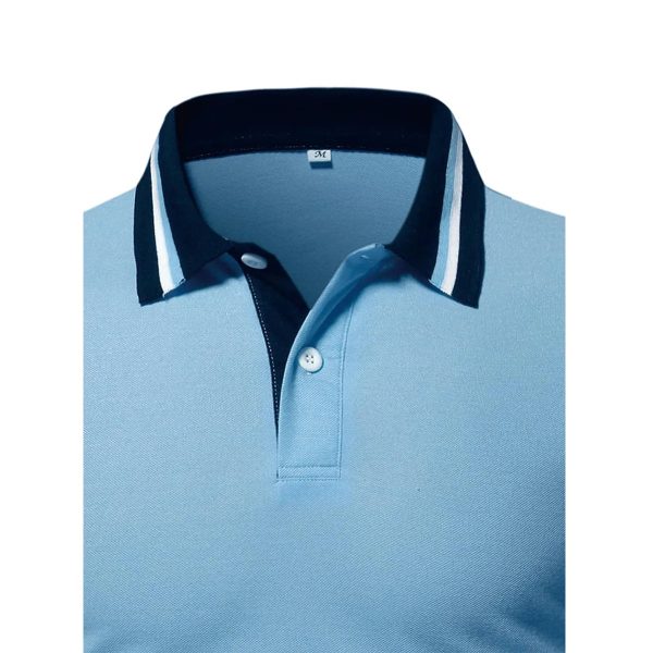 Wholesale Rate Premium Quality Newest Men Polo Contrast Striped Collar Polo For Men Top - Image 4