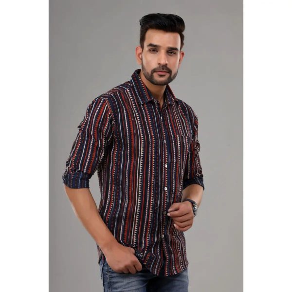 Beautiful Block Printed Cotton Casual Shirt For Men Wear Clothing, Floral Printed Autumn, Winter Wear Clothing For Men - Image 5