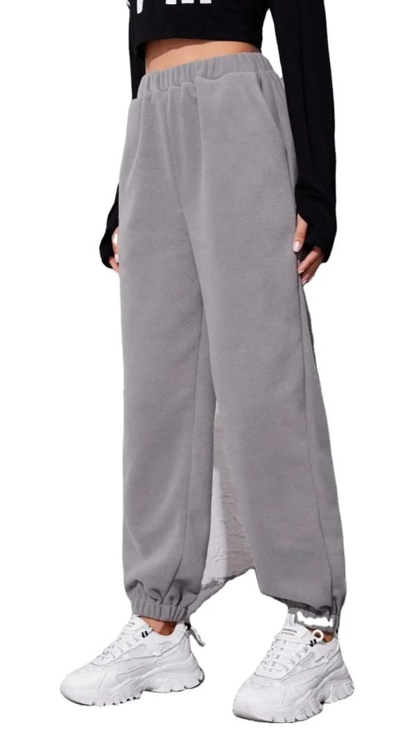 Wholesale Plain Cotton Harem Plazoo Women Pants Streetwear Cargo Loose oversize Trousers Sweat Women Elastic waist= - Image 4
