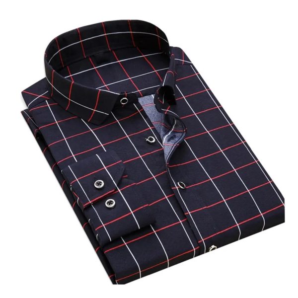 Hot Sale Fashion Plus Size Premium Cotton Short Or Full Sleeve Slim Fit Casual Dress Office For Men - Image 2