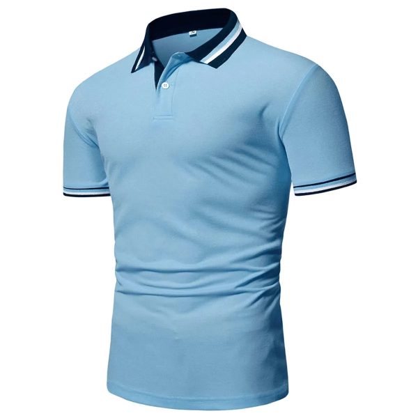 Wholesale Rate Premium Quality Newest Men Polo Contrast Striped Collar Polo For Men Top - Image 2