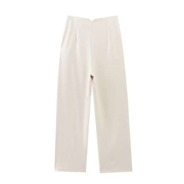 Women 2023 spring New Fashion Straight wide leg Comfortable Vintage High Waist Breathable Back Zipper Female Trousers - Image 3