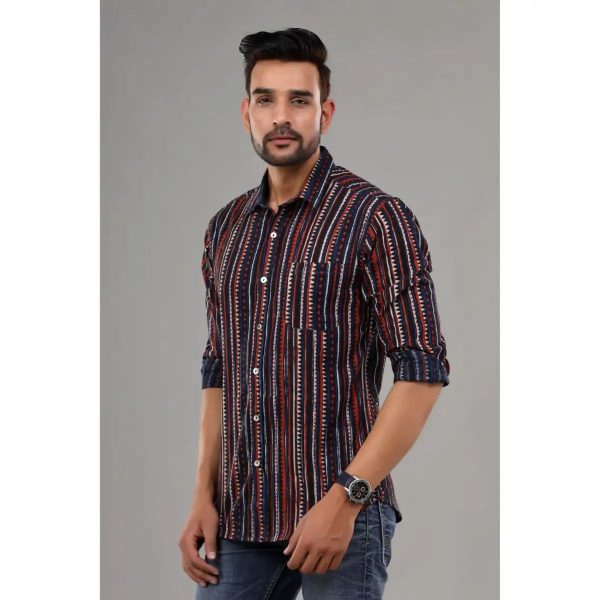 Beautiful Block Printed Cotton Casual Shirt For Men Wear Clothing, Floral Printed Autumn, Winter Wear Clothing For Men - Image 4