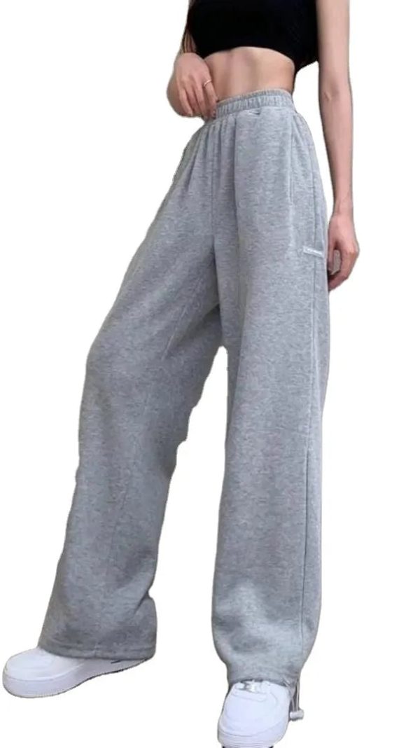 Wholesale Plain Cotton Harem Plazoo Women Pants Streetwear Cargo Loose oversize Trousers Sweat Women Elastic waist= - Image 5