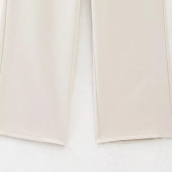Women 2023 spring New Fashion Straight wide leg Comfortable Vintage High Waist Breathable Back Zipper Female Trousers - Image 4