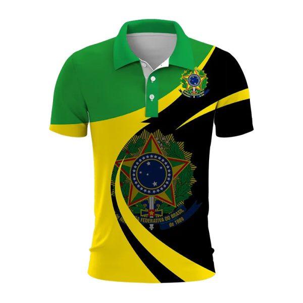 Cotton Polo BRAZIL 3D Print Polo Shirts Men Outdoor running Slim Collar Short Sleeve StreetWear Casual Top New Summer Fashion Cl - Image 2
