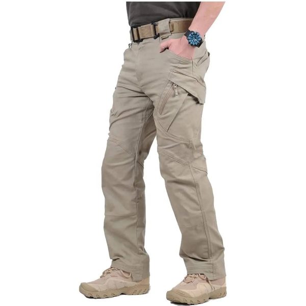 Men's Waterproof Pants Tactical Olive Combat Pants Hiking Multi Pockets Cargoes Trousers - Image 2