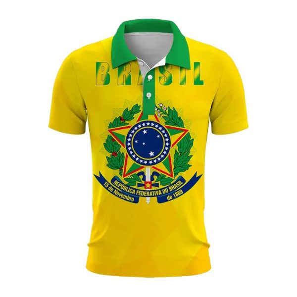 Cotton Polo BRAZIL 3D Print Polo Shirts Men Outdoor running Slim Collar Short Sleeve StreetWear Casual Top New Summer Fashion Cl - Image 3