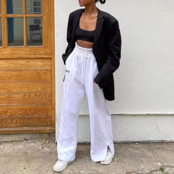 2024 Custom logo High Waist Women Flared Pants Causal Loose Jogger Sweatpants For Women - Image 5
