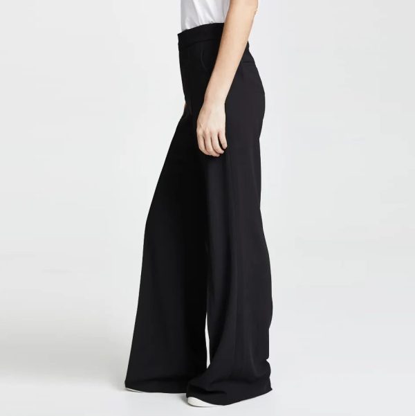 Custom Fashion Ladies Trousers Straight Long High Waist Black Suit Wide Leg For Women - Image 4