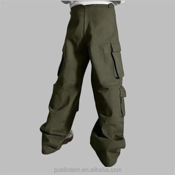 OEM Wholesale Custom High Quality Multi Pockets Baggy Parachute Wide Leg Streetwear Casual Men's Cargo - Image 3
