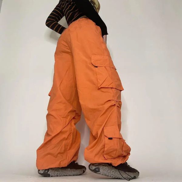 Y2k Style Women Street Wear Low Draw Cord Waist Trousers Baggy Balloon Cargo Parachute Casual Women's - Image 5