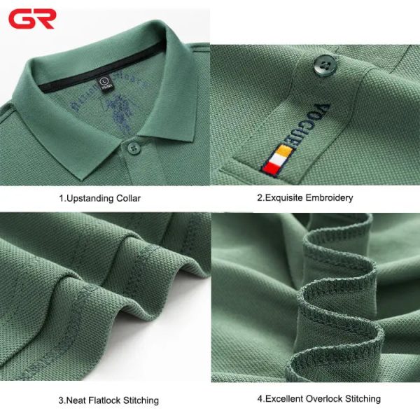 Factory Direct 100% Cotton Breathable Short Sleeve Golf Polo T Custom Logo Embroidered Men's Polo - Image 2