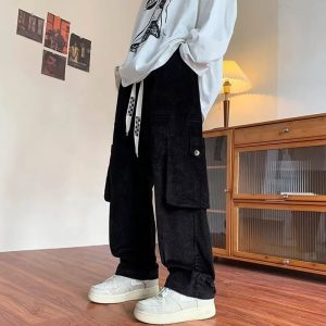 Workwear Wide Leg Casual Pant For Men In Spring Autumn Japanese Retro Trendy Brand Ins Loose Straight Leg Leggings Cropped
