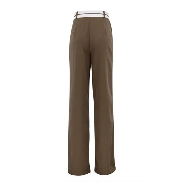 Trendy Female Clothes Patchwork Khaki Office High Waist Formal Casual Loose Palazzo Trousers Women - Image 5