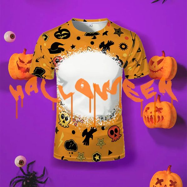 2024 USA Size Polyester Sublimation Shirt Blank Customized Logo Bleached Custom Oversized Halloween T - Image 2