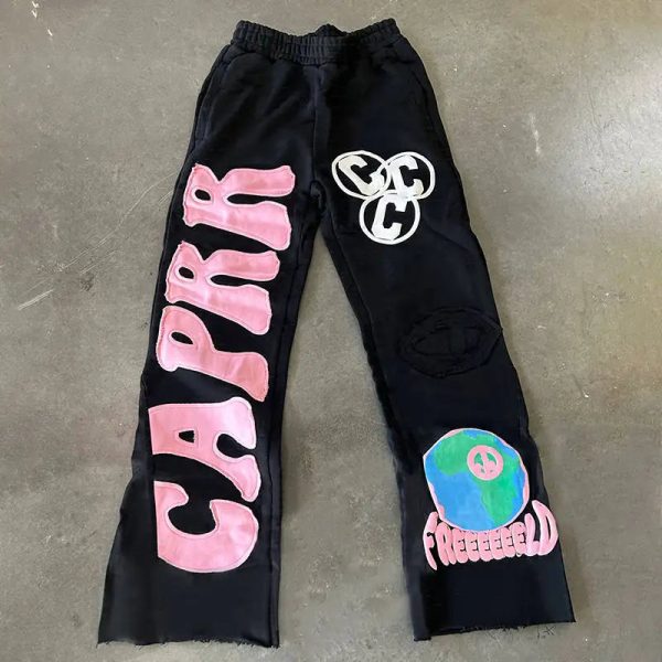 Streetwear Jean Pant Heavyweight Cotton Embroidery Applique Patches Baggy Stacked Sweatpants Vintage Custom Denim For Men - Image 3