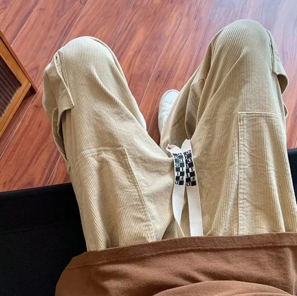 Workwear Wide Leg Casual Pant For Men In Spring Autumn Japanese Retro Trendy Brand Ins Loose Straight Leg Leggings Cropped - Image 4