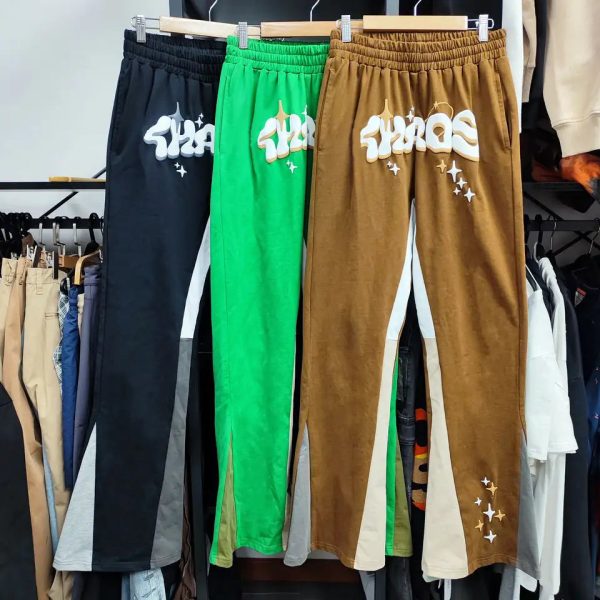 Custom logo fleece joggers men sweatpants french terry baggy stacked flare sweat - Image 6
