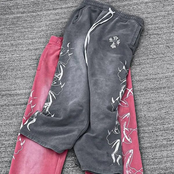 Xuanyang Garment Custom Acid Wash Sun Faded Printed Sweatpants Heavyweight Embroidery Straight Wide Leg Oversized Sweat - Image 4