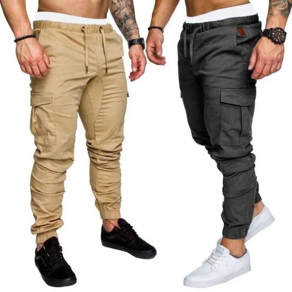 2024 New Fashion Men Multi-pocket Hip Hop Pants Trousers Sweatpants Male Casual Cargo Canvas Fabric Medium Outdoor Wear - Image 5
