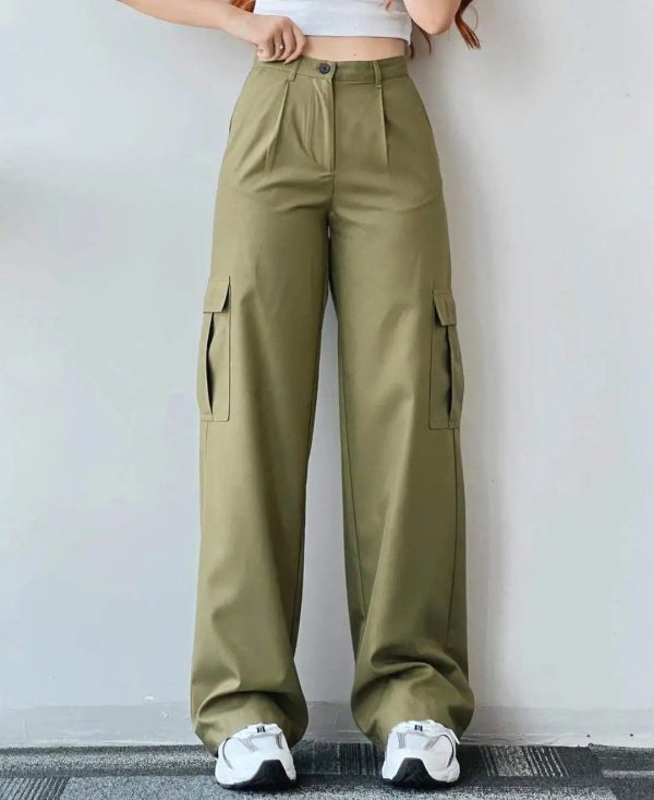 High Waist Jogger Custom Wholesale Cargo Pants Women Baggy With Pocket - Image 2