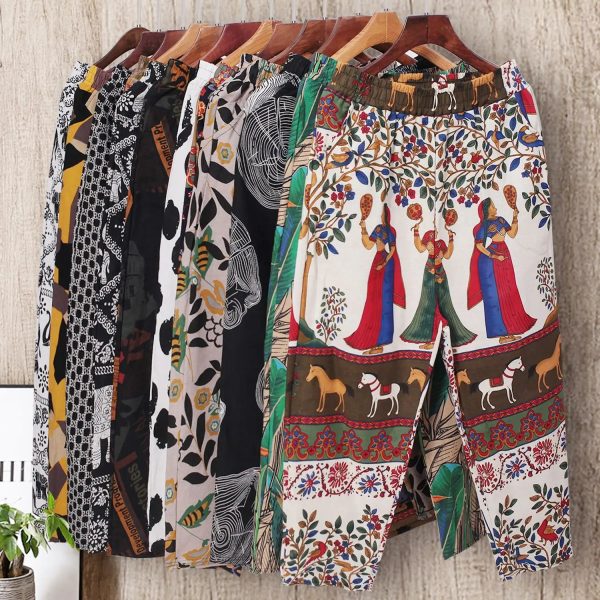 V638 Hot Selling High Waist Casual Plus Size Printed Womens Wide Harem - Image 2