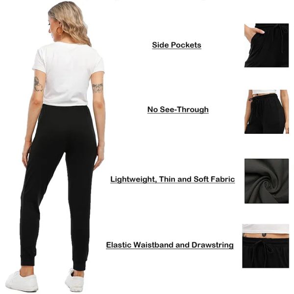 Womens Joggers with Pockets & Drawstring-Sweatpants for Women Workout Running Yoga Lounge - Image 2