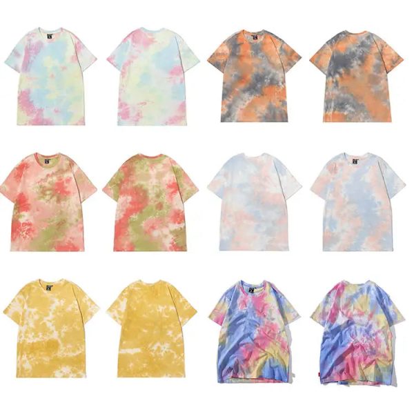 2023 ALLFLY factory Wholesale High Quality Tie Dye Short Sleeves Oversized Pima Cotton Black T- loose fit dazzling T- - Image 2