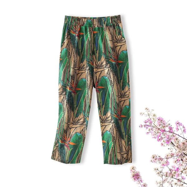 V638 Hot Selling High Waist Casual Plus Size Printed Womens Wide Harem - Image 6