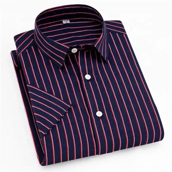 Hot Sales Casual Shirt Men Strip Men Shirt Short Sleeve Casual Men With Button Up - Image 5