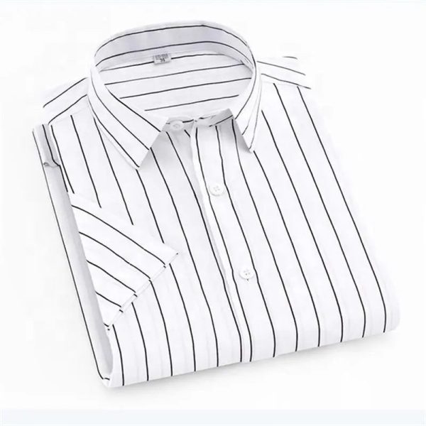 Hot Sales Casual Shirt Men Strip Men Shirt Short Sleeve Casual Men With Button Up - Image 3