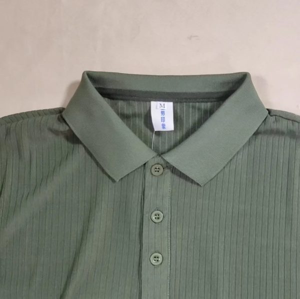 M-3XL Polo Neck Shirt Short Sleeve Men's Loose Relaxed Summer Thin Solid Knit T- Underlay - Image 6