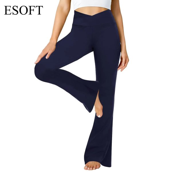 ESOFT Women's Bootcut High Waisted Causal Pants Stretch Long Solid Wide Leg Trousers - Image 5