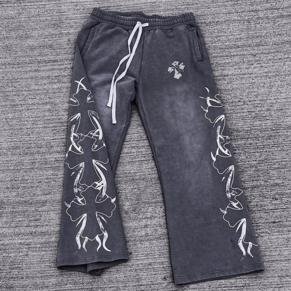 Xuanyang Garment Custom Acid Wash Sun Faded Printed Sweatpants Heavyweight Embroidery Straight Wide Leg Oversized Sweat - Image 2