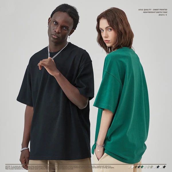 High Quality Classic 270 Gsm T Shirt Custom Boxy T 24 Popular Colors Fashion 100% Cotton T- - Image 4