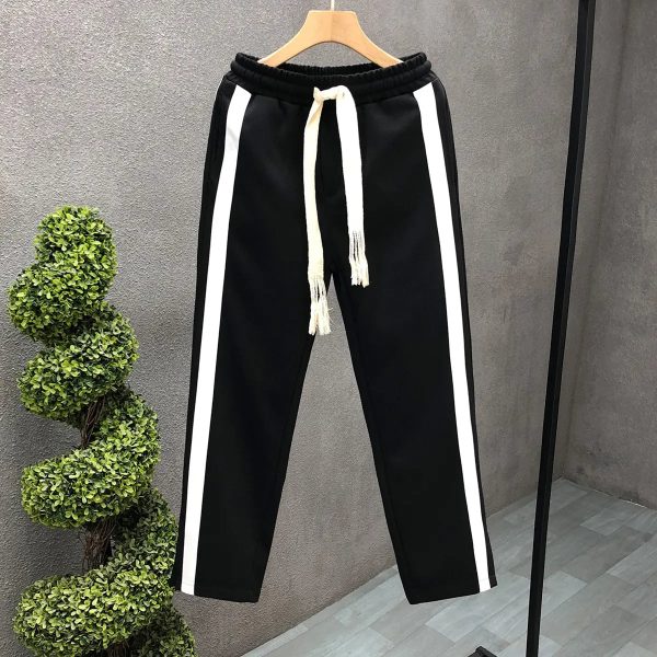 Custom logo stitching drawstring letters casual horn for men and women trousers flare Sweatpants - Image 6