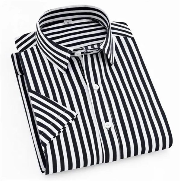 Hot Sales Casual Shirt Men Strip Men Shirt Short Sleeve Casual Men With Button Up - Image 6