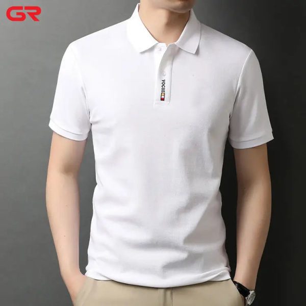 Factory Direct 100% Cotton Breathable Short Sleeve Golf Polo T Custom Logo Embroidered Men's Polo - Image 3