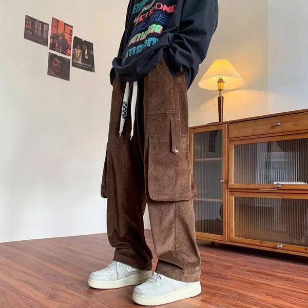 Workwear Wide Leg Casual Pant For Men In Spring Autumn Japanese Retro Trendy Brand Ins Loose Straight Leg Leggings Cropped - Image 2