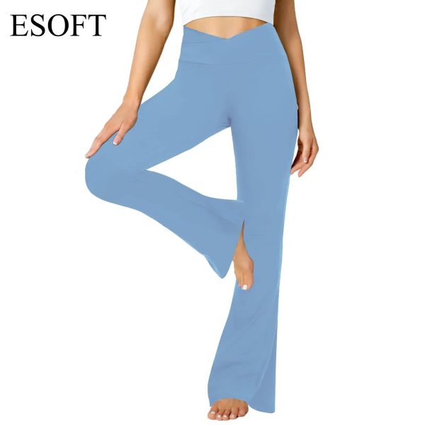 ESOFT Women's Bootcut High Waisted Causal Pants Stretch Long Solid Wide Leg Trousers - Image 3