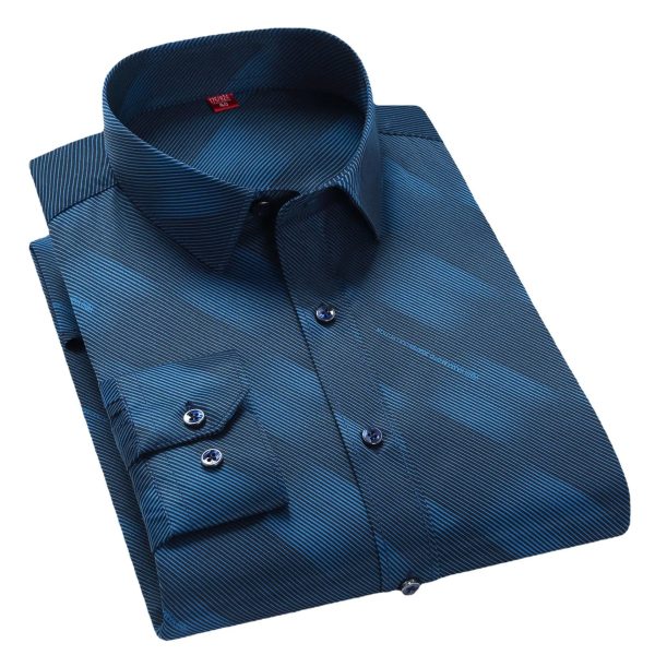 Factory Wholesale Spring New Men Plaid Long Sleeve Business Casual Anti Wrinkle Non-iron Men's - Image 4