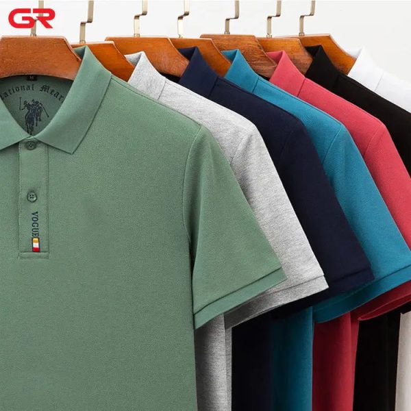Factory Direct 100% Cotton Breathable Short Sleeve Golf Polo T Custom Logo Embroidered Men's Polo - Image 5