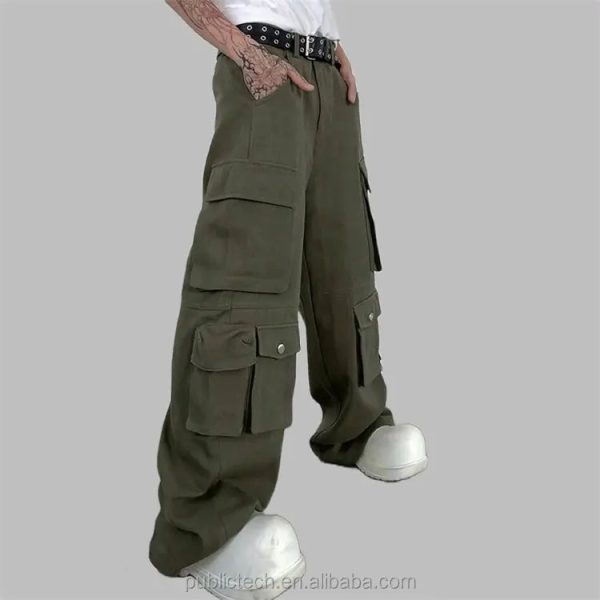 OEM Wholesale Custom High Quality Multi Pockets Baggy Parachute Wide Leg Streetwear Casual Men's Cargo - Image 2