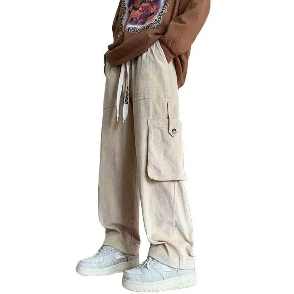 Workwear Wide Leg Casual Pant For Men In Spring Autumn Japanese Retro Trendy Brand Ins Loose Straight Leg Leggings Cropped - Image 6