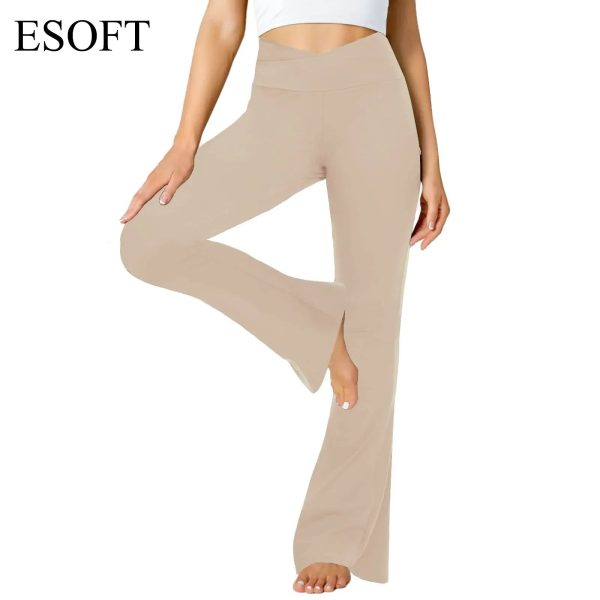 ESOFT Women's Bootcut High Waisted Causal Pants Stretch Long Solid Wide Leg Trousers - Image 6