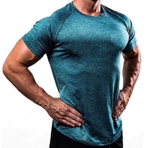2022 Custom Logo Spandex Polyester T Shirt Compression Breathable Athletic Gym Men's T- Quick Dry Sport T For Men - Image 3