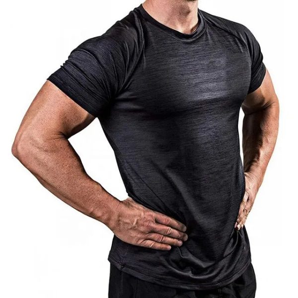 2022 Custom Logo Spandex Polyester T Shirt Compression Breathable Athletic Gym Men's T- Quick Dry Sport T For Men - Image 2