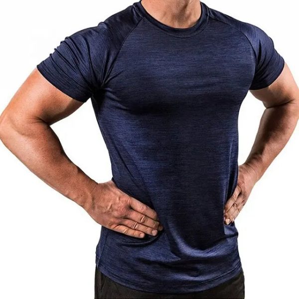 2022 Custom Logo Spandex Polyester T Shirt Compression Breathable Athletic Gym Men's T- Quick Dry Sport T For Men - Image 4