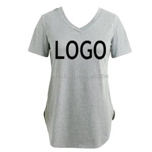 Wholesale Hot Fashion 100% cotton V neck women t v neck t for ladies plus size t-